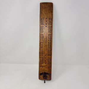 Vintage Jack Daniels Wooden Cribbage Board Whiskey Oak Barrel Stave w/ 1 Peg